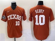 Cheap Men's Texas Longhorns #10 Mia Scott Orange 2025 World Series & SEC Patch Stitched Jersey
