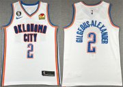 Cheap Men's Oklahoma City Thunder #2 Shai Gilgeous-Alexander White With NO.6 Patch Stitched Basketball Jersey