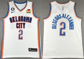 Cheap Men\'s Oklahoma City Thunder #2 Shai Gilgeous-Alexander White With NO.6 Patch Stitched Basketball Jersey