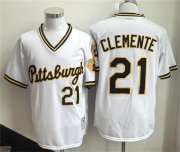 Cheap Men's Pittsburgh Pirates #21 Roberto Clemente White Stitched Baseball Jersey