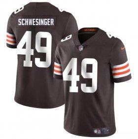 Cheap Men\'s Cleveland Browns #49 Carson Schwesinger Brown 2025 Vapor Limited Football Stitched Jersey
