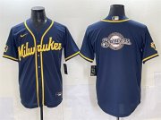 Men's Milwaukee Brewers Team Big Logo Navy 2025 With Patch Stitched Baseball Jersey Cheap Wholesale