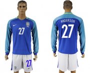 Wholesale Cheap Brazil #27 Anderson Away Long Sleeves Soccer Country Jersey