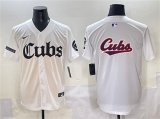 Men's Chicago Cubs Team Big Logo White 'Gothic North Side Edition' Vapor Premier Limited Stitched Baseball Jersey Cheap