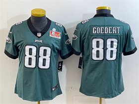 Women\'s Philadelphia Eagles #88 Dallas Goedert Green 2025 Super Bowl LIX Patch Vapor Untouchable Limited Stitched Football Jersey(Run Small)