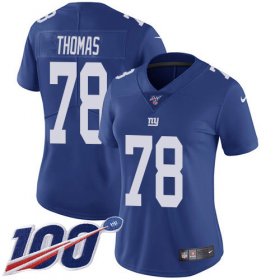 Wholesale Cheap Nike Giants #78 Andrew Thomas Royal Blue Team Color Women\'s Stitched NFL 100th Season Vapor Untouchable Limited Jersey