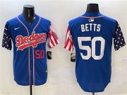 Cheap Mens Los Angeles Dodgers #50 Mookie Betts Royal Limited Stitched Baseball Jersey