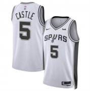 Cheap Men's San Antonio Spurs #5 Stephon Castle White Stitched Basketball Jersey