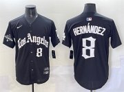 Men's Los Angeles Dodgers #8 Enrique Hernandez Black Mexico 2025 LA Gothic Style With 2024 World Series Champions Patch Vapor Premier Limited Stitched Baseball Jersey