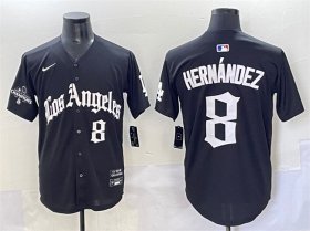 Men\'s Los Angeles Dodgers #8 Enrique Hernandez Black Mexico 2025 LA Gothic Style With 2024 World Series Champions Patch Vapor Premier Limited Stitched Baseball Jersey