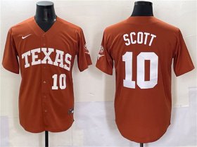 Cheap Men\'s Texas Longhorns #10 Mia Scott Orange SEC Patch Stitched Jersey
