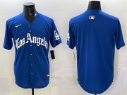 Men's Los Angeles Dodgers Blank Blue 2025 LA Gothic Style With Fernando Patch Vapor Premier Limited Stitched Baseball Jersey Cheap Wholesale