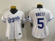 Cheap Youth Kansas City Royals #5 George Brett White Cool Base Stitched Baseball Jersey