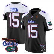 Cheap Men's Florida Gators #15 Tim Tebow Black Alternate 2024 F.U.S.E. Florida Patch Vapor Limited Stitched Football Jersey