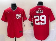 Men's Washington Nationals #29 James Wood Red Limited Stitched Baseball Jersey Cheap