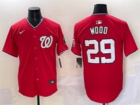 Men\'s Washington Nationals #29 James Wood Red Limited Stitched Baseball Jersey Cheap