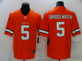 Wholesale Cheap Men\'s Denver Broncos #5 Teddy Bridgewater Orange 2021 Color Rush Stitched NFL Nike Limited Jerse
