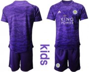 Wholesale Cheap Leicester City Blank Purple Goalkeeper Kid Soccer Club Jersey