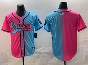 Men's Las Vegas Raiders Blank Pink Blue Limited Stitched Baseball Jersey Cheap Wholesale