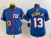 Cheap Youth National League #13 Ronald Acuna Jr. Blue 2025 All-Star Edition Limited Stitched Baseball Jersey