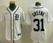 Cheap Youth Detroit Tigers #31 Riley Greene White Cool Base Stitched Jersey