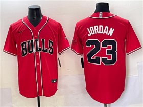 Men\'s Chicago Bulls #23 Michael Jordan Red Cool Base Stitched Baseball Jersey