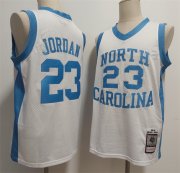 Cheap Men's North Carolina Tar Heels #23 Michael Jordan White Throwback Stitched Jersey