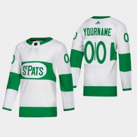 Cheap Men\'s Toronto Maple Leafs Custom Toronto St. Pats Road Authentic Player White Jersey