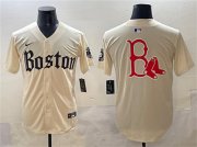 Men's Boston Red Sox Team Big Logo Cream Gothic Vapor Limited Stitched Baseball Jersey Cheap