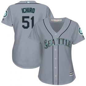 Wholesale Cheap Mariners #51 Ichiro Suzuki Grey Road Women\'s Stitched MLB Jersey