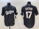 Men's Los Angeles Dodgers #17 Shohei Ohtani Black Cool Base Stitched Baseball Jersey Cheap