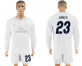 Wholesale Cheap Real Madrid #23 Danilo Marine Environmental Protection Home Long Sleeves Soccer Club Jersey