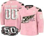 Cheap Men's Washington Capitals Customized Pink 50th Anniversary Authentic Jersey