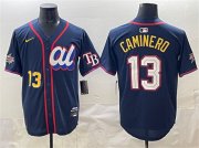 Cheap Men's American League #13 Junior Caminero Navy 2025 All-Star Edition Limited Stitched Baseball Jersey