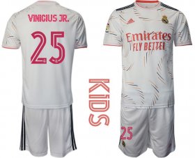 Wholesale Cheap Youth 2021-2022 Club Real Madrid home white 25 Adidas Soccer Jersey