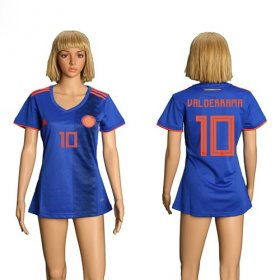 Wholesale Cheap Women\'s Colombia #10 Valderrama Away Soccer Country Jersey
