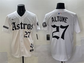 Men\'s Houston Astros #27 Jose Altuve White Gothic \'Houston Born Barrio Raised\' Limited Stitched Baseball Jersey