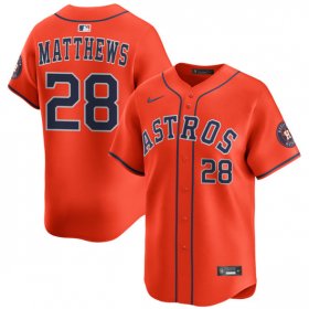 Cheap Men\'s Houston Astros #28 Brice Matthews Orange 2025 Alternate Limited Stitched Baseball Jersey
