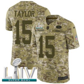 Wholesale Cheap Nike 49ers #15 Trent Taylor Camo Super Bowl LIV 2020 Men\'s Stitched NFL Limited 2018 Salute To Service Jersey