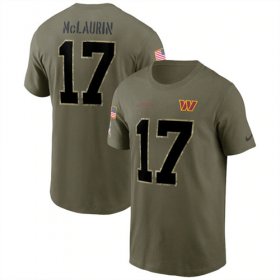 Wholesale Cheap Men\'s Washington Commanders #17 Terry McLaurin 2022 Olive Salute to Service T-Shirt