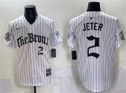 Men's New York Yankees #2 Derek Jeter White Pinstripe 'Gothic Legacy Edition' Vapor Premier Limited Stitched Baseball Jersey Cheap Wholesale