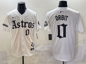 Men\'s Houston Astros #0 Orbit White Gothic \'Houston Born Barrio Raised\' Limited Stitched Baseball Jersey