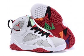 Wholesale Cheap Kids\' Air Jordan 7 Retro Shoes White/gray-red-black