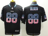 Wholesale Cheap Nike Panthers #88 Greg Olsen Black Men's Stitched NFL Elite USA Flag Fashion Jersey