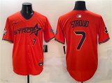Cheap Men's Houston Astros #7 C.J. Stroud Orange 2025 City Connect With Texas Patch Limited Stitched Baseball Jersey