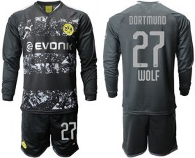 Wholesale Cheap Dortmund #27 Wolf Away Long Sleeves Soccer Club Jersey