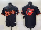 Men's Baltimore Orioles Black Team Big Logo Cool Base Stitched Jersey Cheap Wholesale