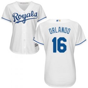 Wholesale Cheap Royals #16 Paulo Orlando White Home Women\'s Stitched MLB Jersey