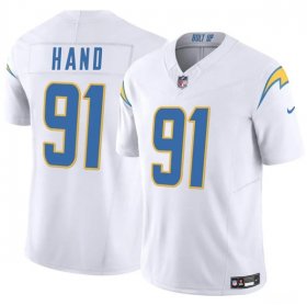 Cheap Men\'s Los Angeles Chargers #91 Da\'Shawn Hand White 2025 F.U.S.E. Vapor Limited Football Stitched Jersey