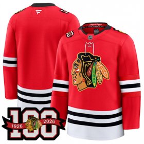 Cheap Men\'s Chicago Blackhawks Blank Red 2025 Home 100th Anniversary Stitched Hockey Jersey